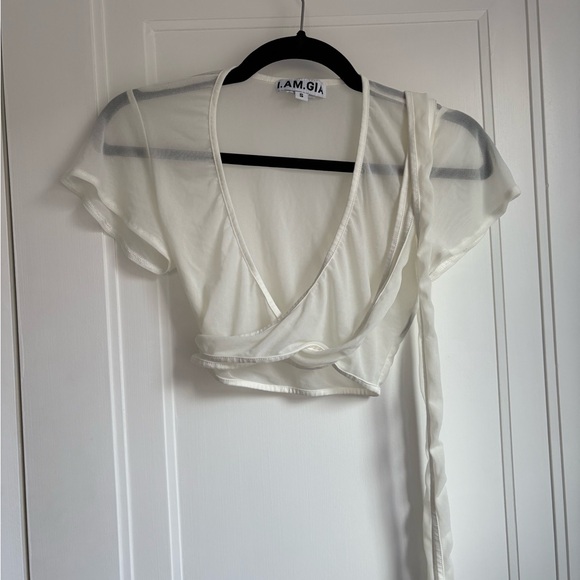 I.AM.GIA Sheer Mesh Wrap Top - Picture 4 of 9